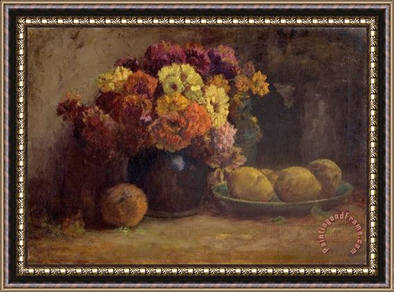 Theodore Clement Steele Fruit & Flowers Framed Painting