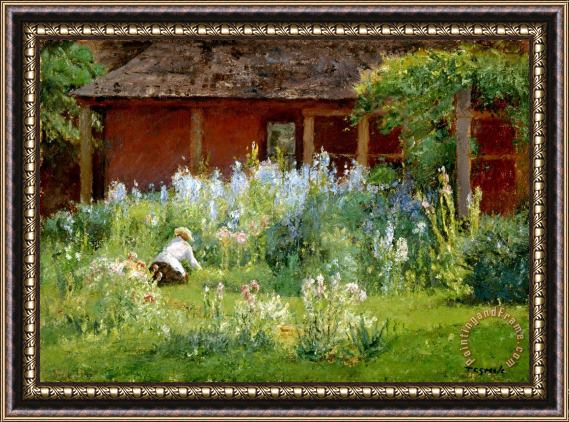 Theodore Clement Steele Selma in The Garden Framed Painting