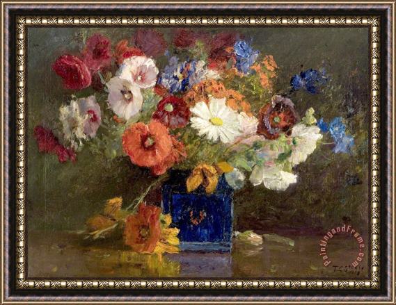 Theodore Clement Steele Vase of Flowers Framed Painting