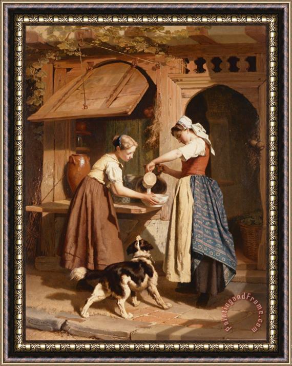 Theodore Gerard At the Dairy Framed Painting