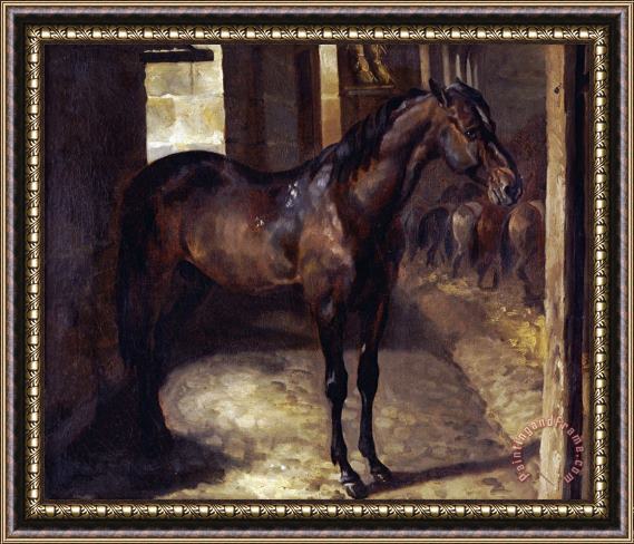 Theodore Gericault Anglo Arabian Stallion in The Imperial Stables at Versailles Framed Print