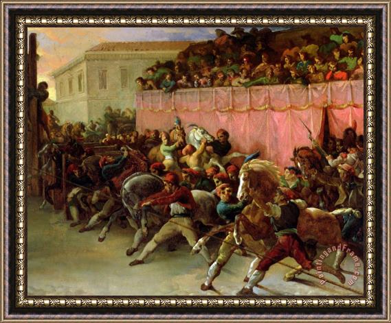 Theodore Gericault The Riderless Racers At Rome Framed Print