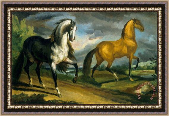 Theodore Gericault Two Horses Framed Painting