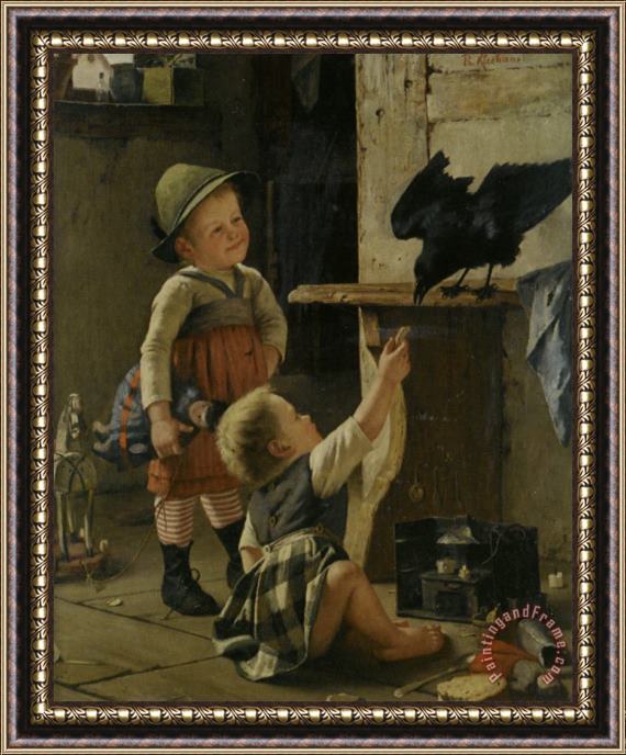 Theodore Kleehaas Feeding The Pet Framed Painting
