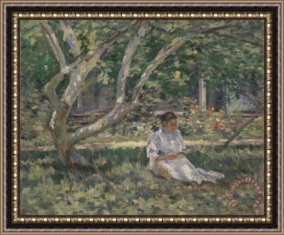 Theodore Robinson Nettie Reading Framed Painting