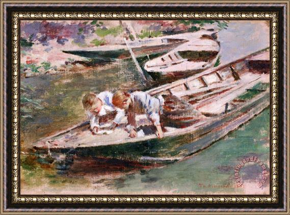 Theodore Robinson Two in a Boat Framed Painting