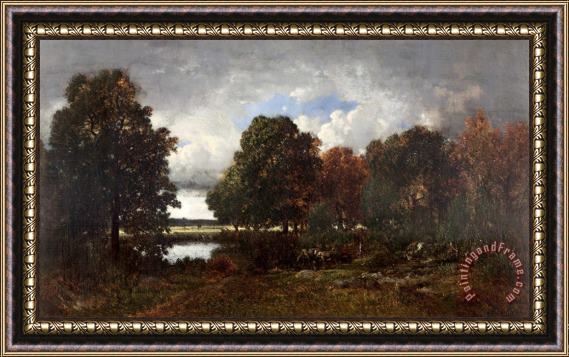 Theodore Rousseau The Lake in The Forest Framed Painting
