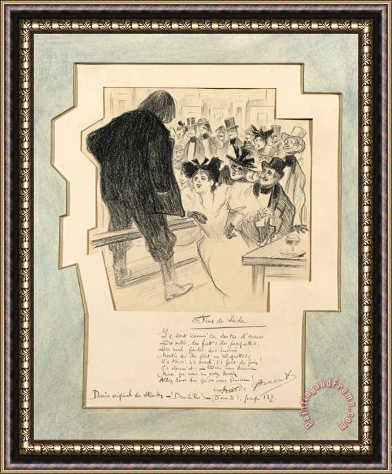 Theophile Alexandre Steinlen Aristide Bruant at The Cafe Le Mirliton (the Kazoo) Framed Painting