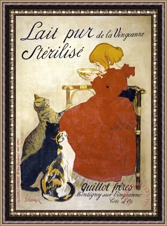 Theophile Alexandre Steinlen Lait Pur Sterilise Poster Framed Painting