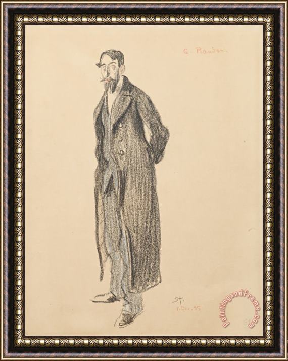 Theophile Alexandre Steinlen Portrait of Gabriel Randon (jehan Rictus) Framed Painting