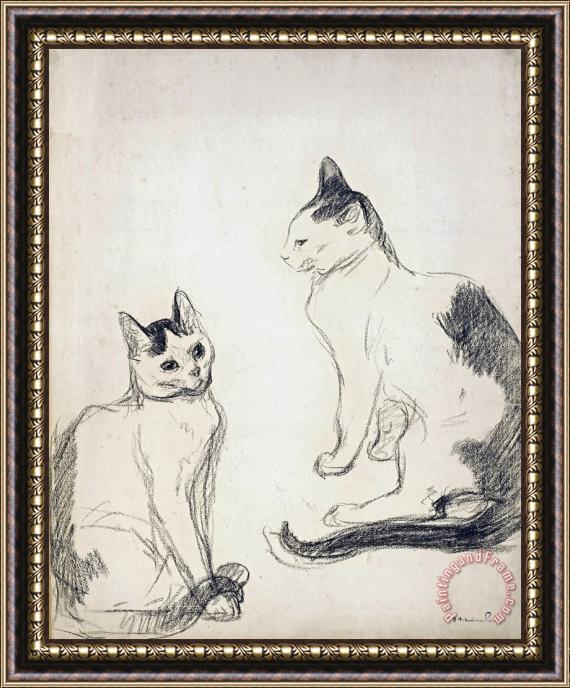Theophile Alexandre Steinlen The Two Cats Framed Painting