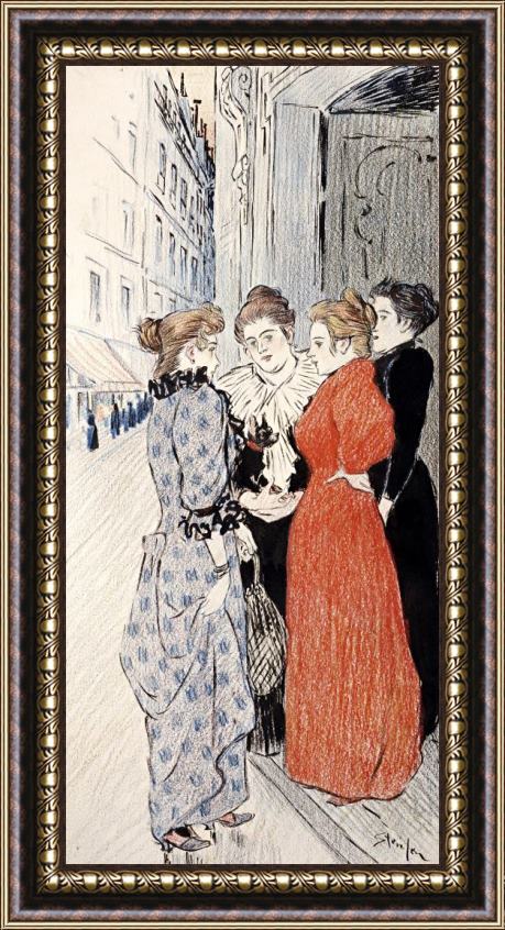Theophile Alexandre Steinlen Women Conversing in The Street Framed Print