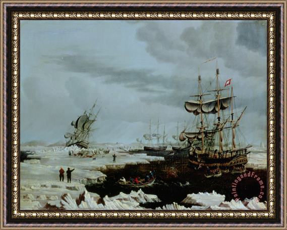 Thomas A Binks Hull Whalers in the Arctic Framed Print