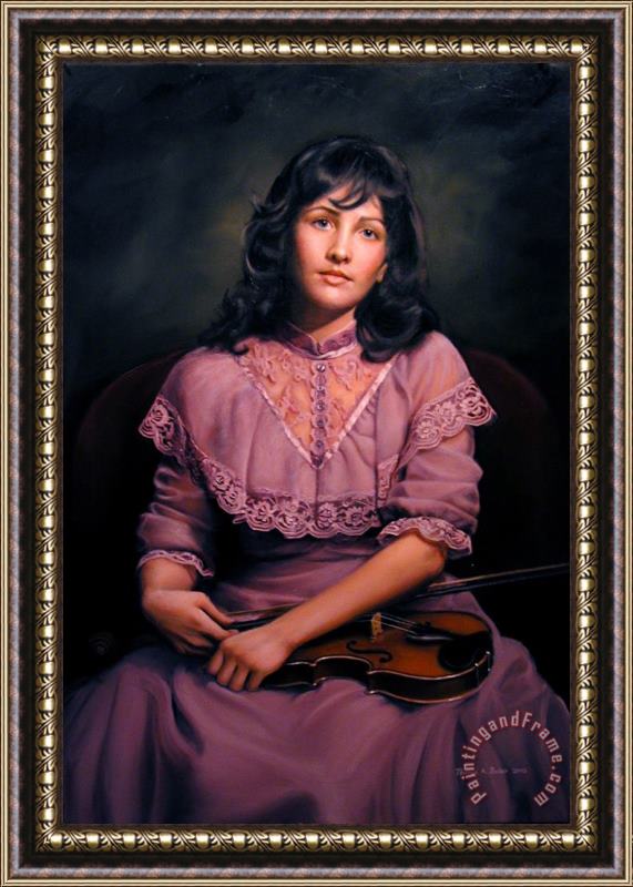 Thomas Baker Kathleen with a Violin Framed Painting