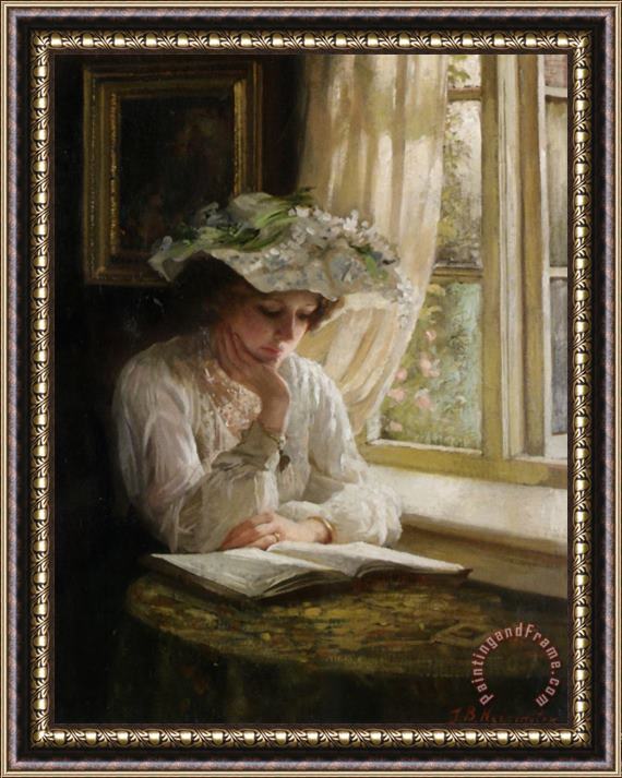 Thomas Benjamin Kennington Lady Reading by a Window Framed Painting