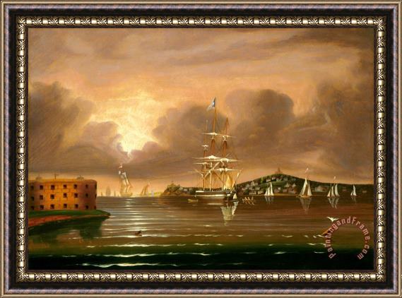 Thomas Chambers Threatening Sky, Bay of New York Framed Painting