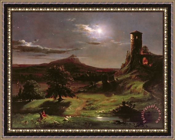 Thomas Cole Landscape - Moonlight Framed Painting
