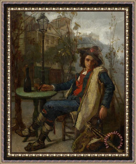 Thomas Couture Young Italian Street Musician Framed Painting