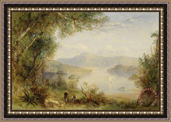 Thomas Creswick View on The Hudson River Framed Painting