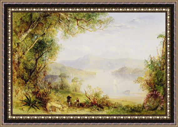 Thomas Creswick View on the Hudson River Framed Painting