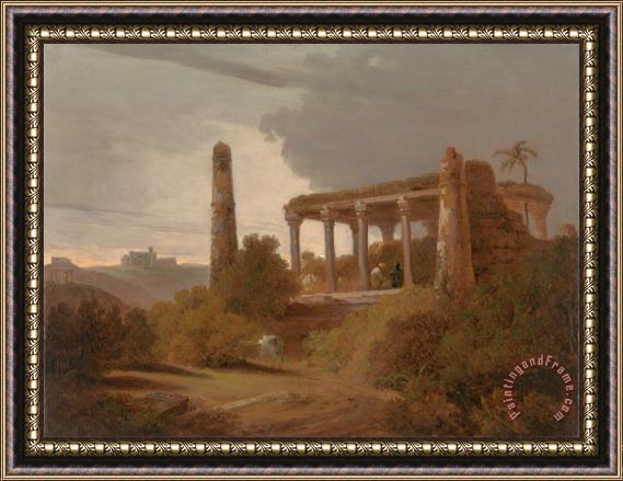 Thomas Daniell Indian Landscape with Temple Ruins Framed Painting