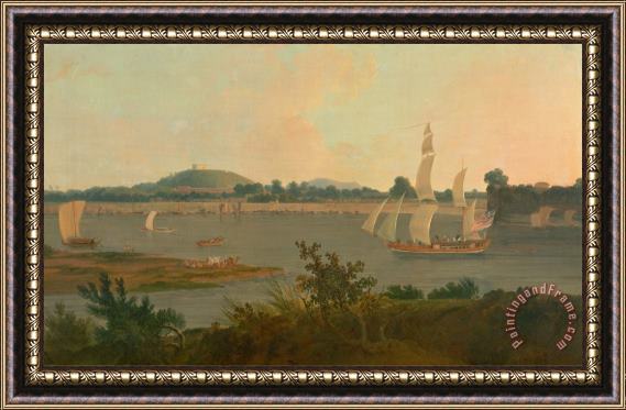 Thomas Daniell Pinnace Sailing Down The Ganges Past Monghyr Fort Framed Painting