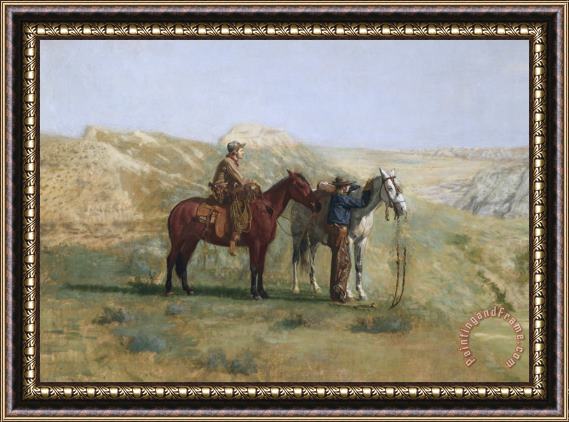 Thomas Eakins Detail of Cowboys in The Badlands Framed Print