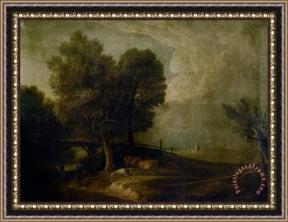 Thomas Gainsborough Figures with Cattle in a Landscape Framed Painting