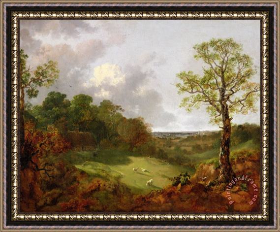 Thomas Gainsborough Wooded Landscape with a Cottage - Sheep and a Reclining Shepherd Framed Print