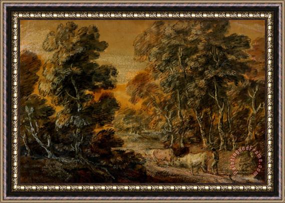 Thomas Gainsborough Wooded Landscape With Herdsman And Cattle Framed Print