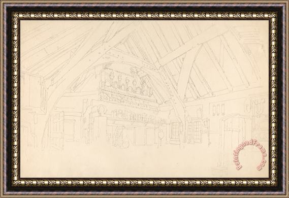 Thomas Girtin Stokesy Castle Interior of a Raftered Hall Framed Print