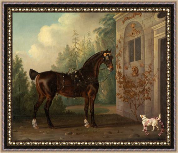 Thomas Gooch Lord Abergavenny's Dark Bay Carriage Horse with a Terrier Framed Painting