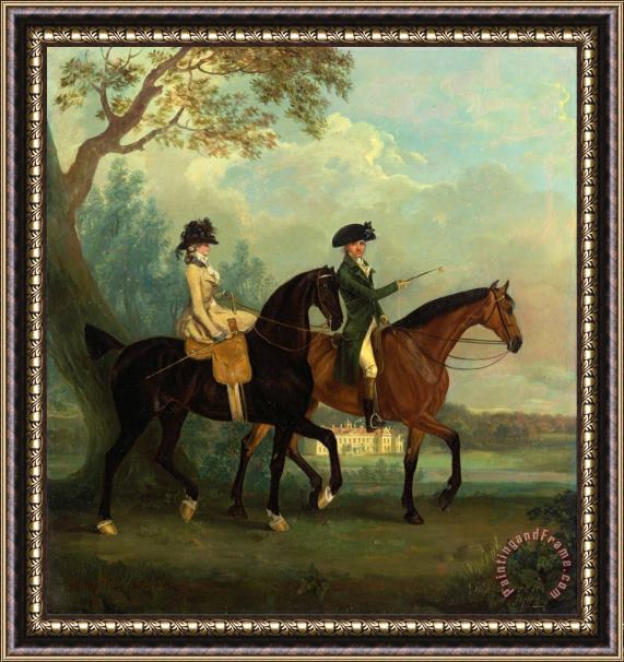Thomas Gooch Marcia Pitt And Her Brother George Pitt, Later 2nd Baron Rivers, Riding in The Park at Stratfield Sa... Framed Painting