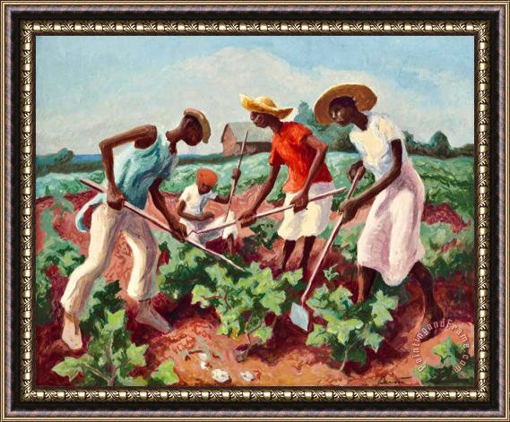 Thomas Hart Benton Chopping Cotton Framed Painting