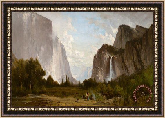 Thomas Hill Yosemite Valley Bridal Veil Falls And El Capitan Framed Print