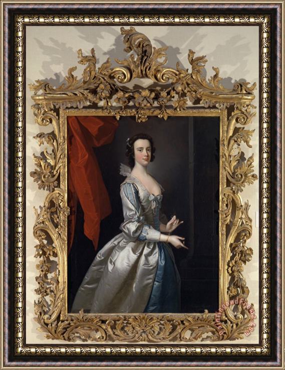 Thomas Hudson Portrait of a Woman, Probably Elizabeth Aislabie, of Studley Royal, Yorkshire Framed Painting