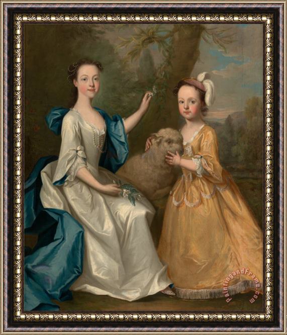 Thomas Hudson Young Women with a Lamb Framed Painting