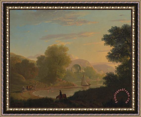 Thomas Jones An Imaginary Coast Scene, with The Temple of Venus at Baiae Framed Painting