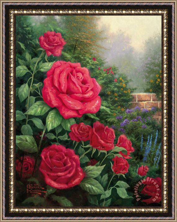 Thomas Kinkade A Perfect Red Rose Framed Painting