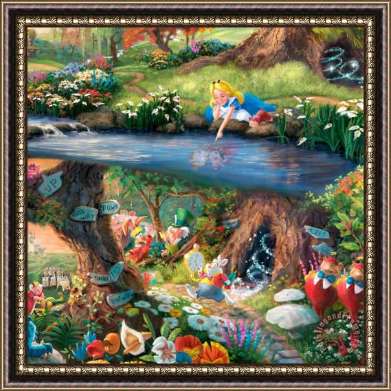 Thomas Kinkade Alice in Wonderland Framed Painting