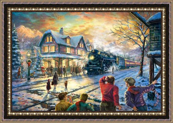 Thomas Kinkade All Aboard for Christmas Framed Painting