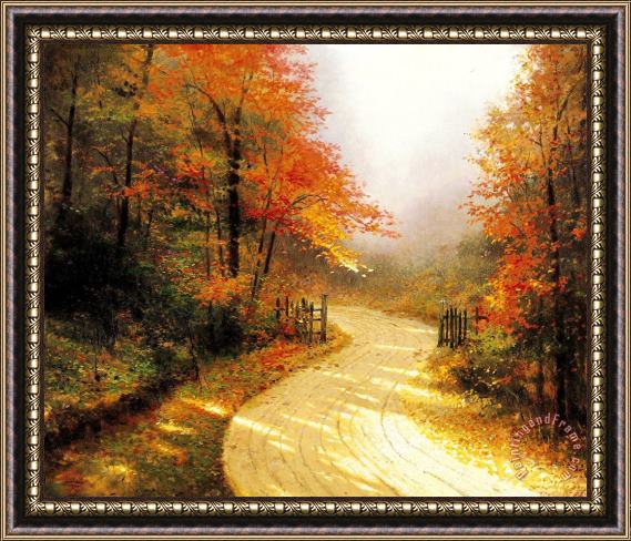 Thomas Kinkade Autumn Lane Framed Print