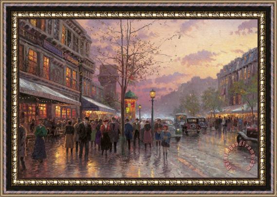 Thomas Kinkade Boulevard Lights, Paris Framed Print