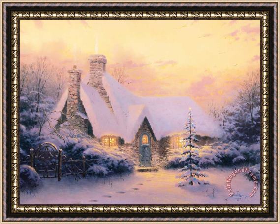 Thomas Kinkade Christmas Tree Cottage Framed Painting