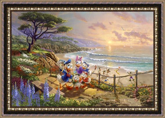 Thomas Kinkade Donald And Daisy - a Duck Day Afternoon Framed Painting