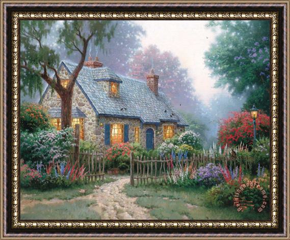 Thomas Kinkade Foxglove Cottage Framed Print