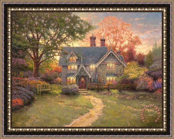 Thomas Kinkade Gingerbread Cottage Framed Print