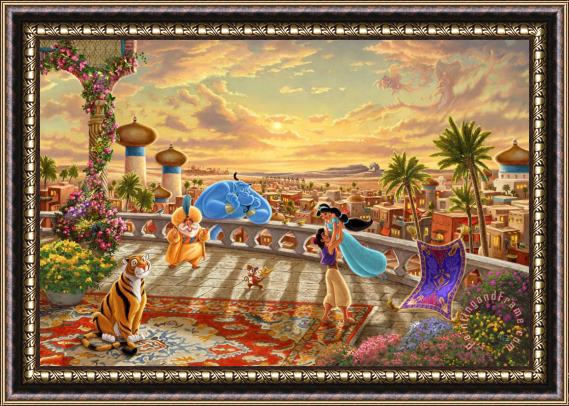 Thomas Kinkade Jasmine Dancing in The Desert Sun Framed Painting