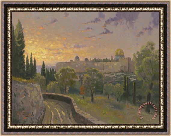 Thomas Kinkade Jerusalem Sunset Framed Painting