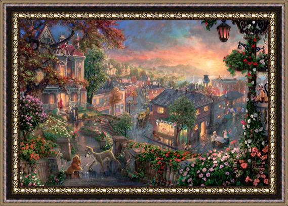 Thomas Kinkade Lady And The Tramp Framed Painting